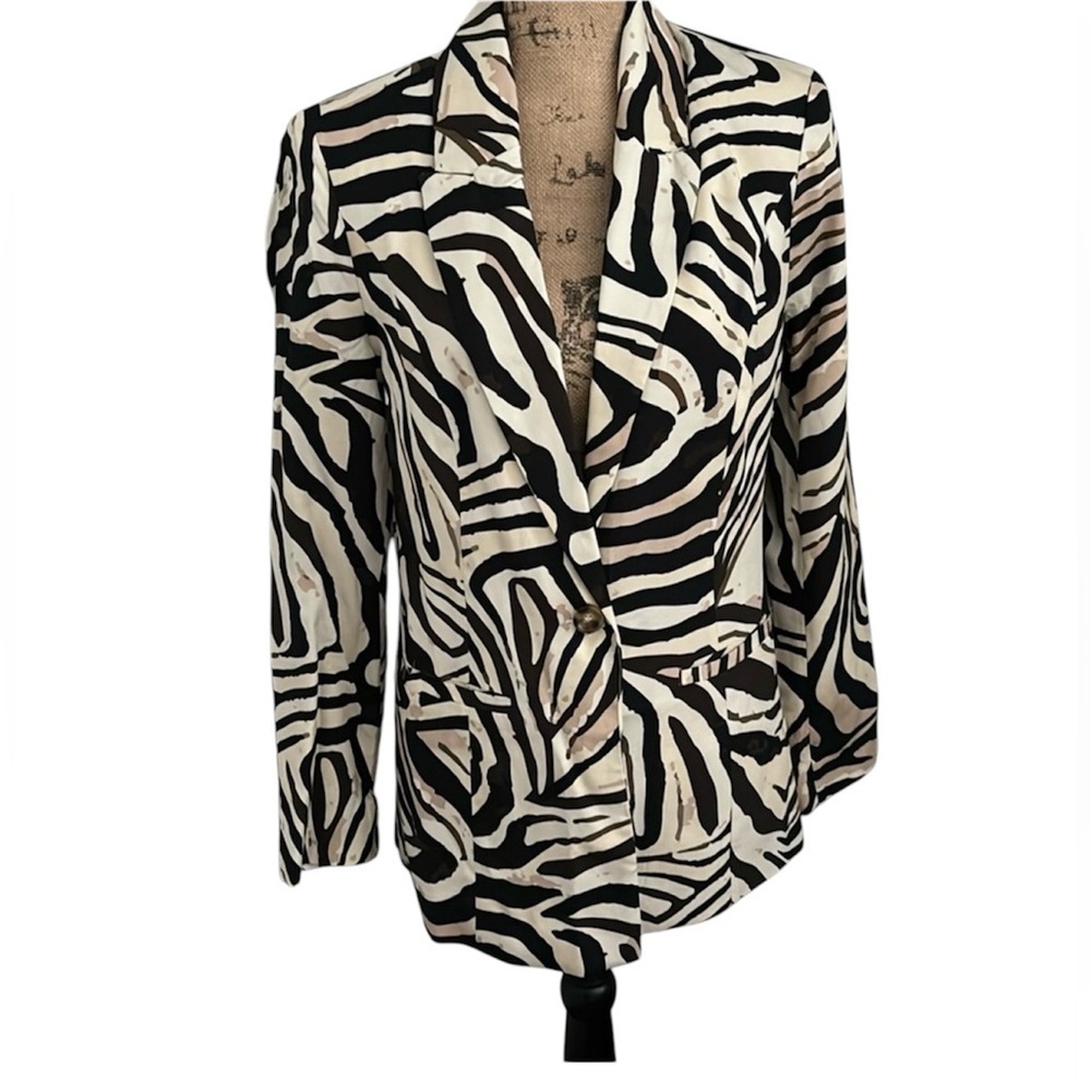 VENUS - New without tags Venus zebra blazer with tan accents Size 10 - Picture 3 of 11
